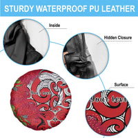 Personalised New Zealand Koru Pohutukawa Spare Tire Cover Meri Kirihimete Aroha for Christmas LT9 - Polynesian Pride