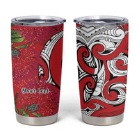 Personalised New Zealand Koru Pohutukawa Tumbler Cup Meri Kirihimete Aroha for Christmas LT9 Red - Polynesian Pride