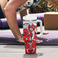 Personalised New Zealand Koru Pohutukawa Tumbler With Handle Meri Kirihimete Aroha for Christmas LT9 - Polynesian Pride