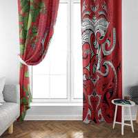 Personalised New Zealand Koru Pohutukawa Window Curtain Meri Kirihimete Aroha for Christmas LT9 - Polynesian Pride