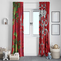 Personalised New Zealand Koru Pohutukawa Window Curtain Meri Kirihimete Aroha for Christmas LT9 - Polynesian Pride