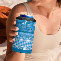 Hawaiian Hibiscus Honu 4 in 1 Can Cooler Tumbler Blue Mele Kalikimaka Palaka Spirit LT9 - Polynesian Pride