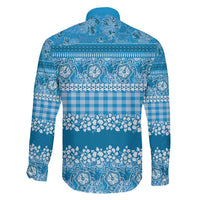 Hawaiian Hibiscus Honu Family Matching Long Sleeve Bodycon Dress and Hawaiian Shirt Blue Mele Kalikimaka Palaka Spirit LT9 - Polynesian Pride
