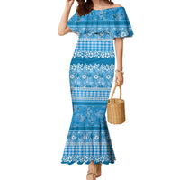 Hawaiian Hibiscus Honu Mermaid Dress Blue Mele Kalikimaka Palaka Spirit LT9 Women Blue - Polynesian Pride