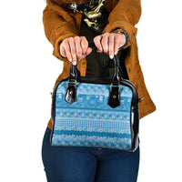 Hawaiian Hibiscus Honu Shoulder Handbag Blue Mele Kalikimaka Palaka Spirit - Polynesian Pride