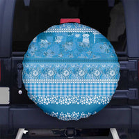 Hawaiian Hibiscus Honu Spare Tire Cover Blue Mele Kalikimaka Palaka Spirit LT9 No hole Blue - Polynesian Pride
