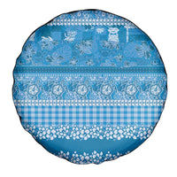Hawaiian Hibiscus Honu Spare Tire Cover Blue Mele Kalikimaka Palaka Spirit LT9 - Polynesian Pride
