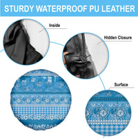 Hawaiian Hibiscus Honu Spare Tire Cover Blue Mele Kalikimaka Palaka Spirit LT9 - Polynesian Pride