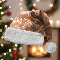 Hawaiian Hibiscus Honu Christmas Santa Hat Gold Mele Kalikimaka Palaka Spirit LT9 With Fur Gold - Polynesian Pride