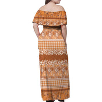 Hawaiian Hibiscus Honu Family Matching Off Shoulder Maxi Dress and Hawaiian Shirt Gold Mele Kalikimaka Palaka Spirit LT9 - Polynesian Pride