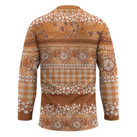 Hawaiian Hibiscus Honu Hockey Jersey Gold Mele Kalikimaka Palaka Spirit LT9 - Polynesian Pride