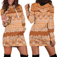 Hawaiian Hibiscus Honu Hoodie Dress Gold Mele Kalikimaka Palaka Spirit LT9 - Polynesian Pride