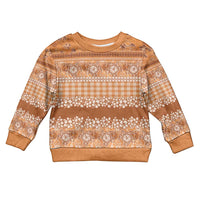 Hawaiian Hibiscus Honu Kid Ugly Christmas Sweater Gold Mele Kalikimaka Palaka Spirit LT9 Kid Gold - Polynesian Pride