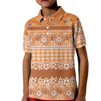 Hawaiian Hibiscus Honu Kid Polo Shirt Gold Mele Kalikimaka Palaka Spirit LT9 Kid Gold - Polynesian Pride