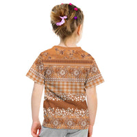 Hawaiian Hibiscus Honu Kid T Shirt Gold Mele Kalikimaka Palaka Spirit LT9 - Polynesian Pride