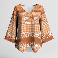 Hawaiian Hibiscus Honu Kimono Sleeve Blouse Gold Mele Kalikimaka Palaka Spirit LT9 Female Gold - Polynesian Pride