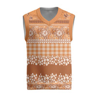 Hawaiian Hibiscus Honu Christmas Knitted V-Neck Vest Gold Mele Kalikimaka Palaka Spirit LT9 Gold - Polynesian Pride