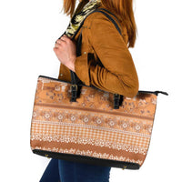 Hawaiian Hibiscus Honu Leather Tote Bag Gold Mele Kalikimaka Palaka Spirit - Polynesian Pride