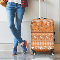 Hawaiian Hibiscus Honu Luggage Cover Gold Mele Kalikimaka Palaka Spirit LT9 - Polynesian Pride