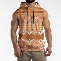 Hawaiian Hibiscus Honu Sleeveless Hoodie Gold Mele Kalikimaka Palaka Spirit LT9 - Polynesian Pride