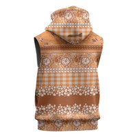 Hawaiian Hibiscus Honu Sleeveless Zip Hoodie Gold Mele Kalikimaka Palaka Spirit LT9 - Polynesian Pride