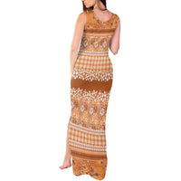 Hawaiian Hibiscus Honu Tank Maxi Dress Gold Mele Kalikimaka Palaka Spirit LT9 - Polynesian Pride