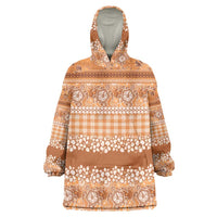 Hawaiian Hibiscus Honu Wearable Blanket Hoodie Gold Mele Kalikimaka Palaka Spirit LT9 One Size Gold - Polynesian Pride