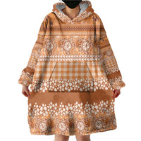 Hawaiian Hibiscus Honu Wearable Blanket Hoodie Gold Mele Kalikimaka Palaka Spirit LT9 - Polynesian Pride