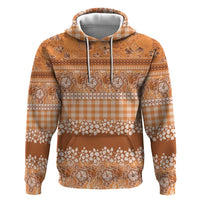 Hawaiian Hibiscus Honu Zip Hoodie Gold Mele Kalikimaka Palaka Spirit LT9 Pullover Hoodie Gold - Polynesian Pride