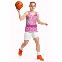 Hawaiian Hibiscus Honu Basketball Jersey Pink Mele Kalikimaka Palaka Spirit LT9 - Polynesian Pride