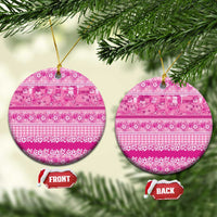 Hawaiian Hibiscus Honu Ceramic Ornament Pink Mele Kalikimaka Palaka Spirit - Polynesian Pride
