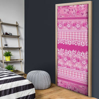 Hawaiian Hibiscus Honu Door Cover Pink Mele Kalikimaka Palaka Spirit LT9 - Polynesian Pride