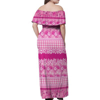 Hawaiian Hibiscus Honu Family Matching Off Shoulder Maxi Dress and Hawaiian Shirt Pink Mele Kalikimaka Palaka Spirit LT9 - Polynesian Pride