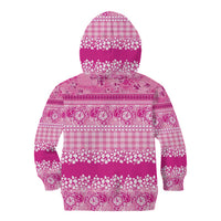 Hawaiian Hibiscus Honu Kid Hoodie Pink Mele Kalikimaka Palaka Spirit - Polynesian Pride