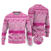 Hawaiian Hibiscus Honu Ugly Christmas Sweater Pink Mele Kalikimaka Palaka Spirit LT9 Pink - Polynesian Pride