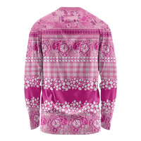 Hawaiian Hibiscus Honu Long Sleeve Shirt Pink Mele Kalikimaka Palaka Spirit LT9 - Polynesian Pride