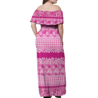 Hawaiian Hibiscus Honu Off Shoulder Maxi Dress Pink Mele Kalikimaka Palaka Spirit LT9 - Polynesian Pride