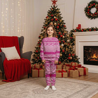 Hawaiian Hibiscus Honu Christmas Pajama Set Pink Mele Kalikimaka Palaka Spirit LT9 Kid Pink - Polynesian Pride