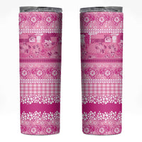 Hawaiian Hibiscus Honu Skinny Tumbler Pink Mele Kalikimaka Palaka Spirit LT9 Pink - Polynesian Pride