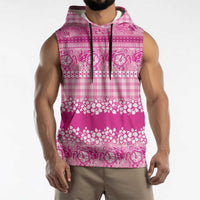 Hawaiian Hibiscus Honu Sleeveless Hoodie Pink Mele Kalikimaka Palaka Spirit LT9 - Polynesian Pride