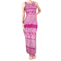 Hawaiian Hibiscus Honu Tank Maxi Dress Pink Mele Kalikimaka Palaka Spirit LT9 Women Pink - Polynesian Pride