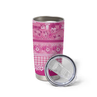 Hawaiian Hibiscus Honu Tumbler Cup Pink Mele Kalikimaka Palaka Spirit LT9 - Polynesian Pride