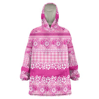 Hawaiian Hibiscus Honu Wearable Blanket Hoodie Pink Mele Kalikimaka Palaka Spirit LT9 One Size Pink - Polynesian Pride