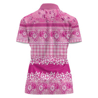 Hawaiian Hibiscus Honu Women Polo Shirt Pink Mele Kalikimaka Palaka Spirit LT9 - Polynesian Pride