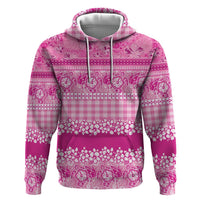 Hawaiian Hibiscus Honu Zip Hoodie Pink Mele Kalikimaka Palaka Spirit LT9 Pullover Hoodie Pink - Polynesian Pride