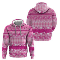 Hawaiian Hibiscus Honu Zip Hoodie Pink Mele Kalikimaka Palaka Spirit LT9 - Polynesian Pride