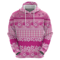 Hawaiian Hibiscus Honu Zip Hoodie Pink Mele Kalikimaka Palaka Spirit LT9 - Polynesian Pride