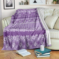 Hawaiian Hibiscus Honu Blanket Purple Mele Kalikimaka Palaka Spirit - Polynesian Pride