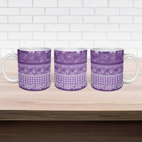 Hawaiian Hibiscus Honu Ceramic Mug Purple Mele Kalikimaka Palaka Spirit - Polynesian Pride
