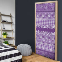 Hawaiian Hibiscus Honu Door Cover Purple Mele Kalikimaka Palaka Spirit LT9 - Polynesian Pride